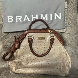 Brahmin Cream and Brown Satchel